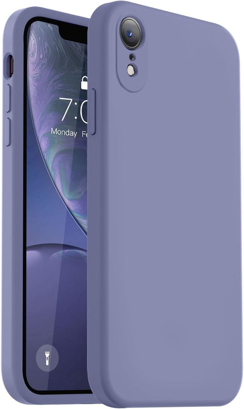 Vooii Lavender Grey iPhone XR Case, Upgraded Liquid Silicone with Square Edges and Camera Protection