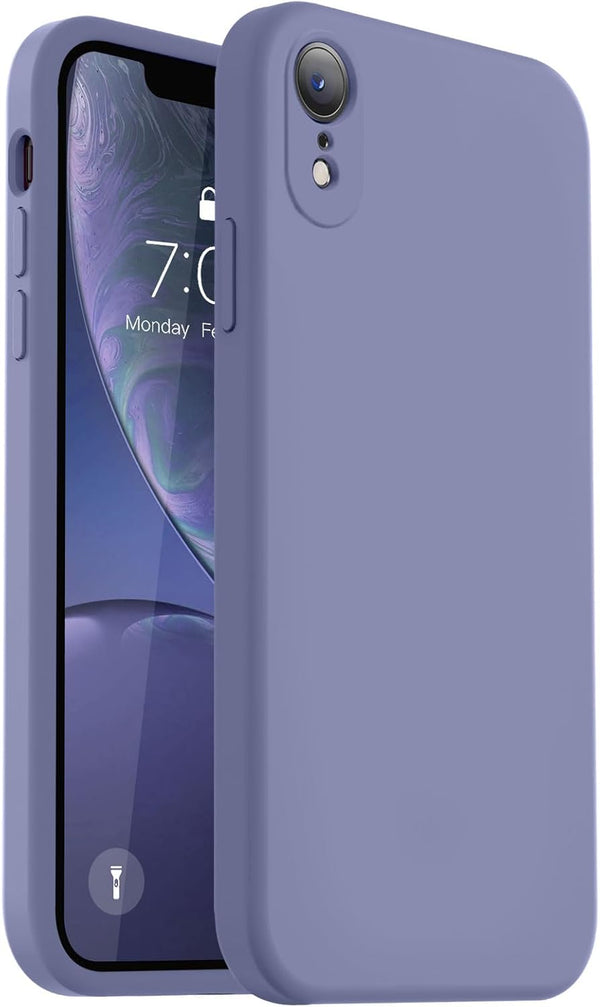Vooii Lavender Grey iPhone XR Case, Upgraded Liquid Silicone with Square Edges and Camera Protection