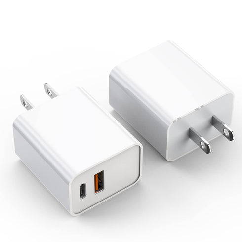 iPhone 15 Charger Block, 2Pack 20W Dual Port PD Fast USB C Wall Charger Adapter + USB A Quick Charging Brick Plug