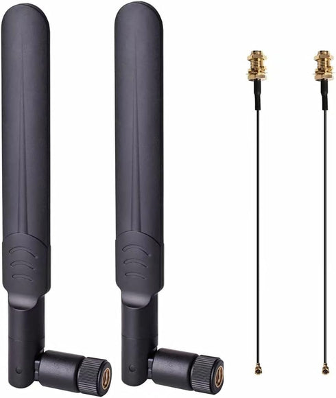 QUEENTI 2 x 8dBi WiFi RP-SMA Male Antenna 2.4GHz 5.8GHz Dual Band +2