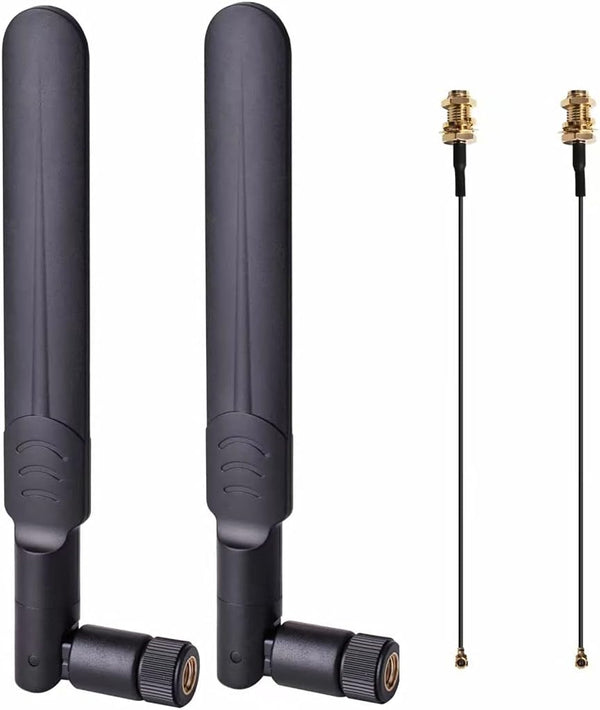 QUEENTI 2 x 8dBi WiFi RP-SMA Male Antenna 2.4GHz 5.8GHz Dual Band +2
