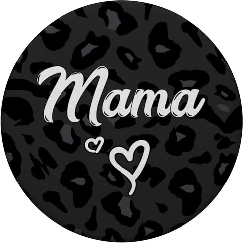 Mama Text for Mommy in Black Cheetah Pattern with Heart PopSockets Standard PopGrip
