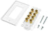 Banana Binding Post Two-Piece Coupler Inset Wall Plate for 4 Speakers, Standard Single Gang White
