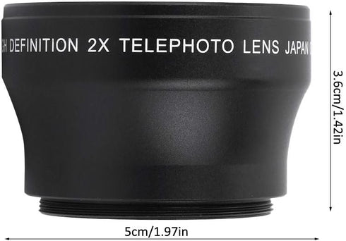 2X High Definition Super Telephoto Lens, 46 MM Telephoto Conversion Lens for Camera with 37mm Lens Thread