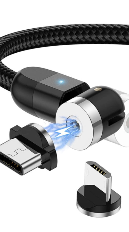 RISEMOSE Magnetic Charging Cable, NetDot 6 Pack (3ft) Max 18W Fast Charging for Micro USB, USB-C/i-Product (Black)