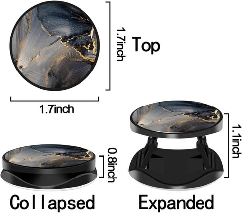 4 Pack Phone Grip - Cell Phone Holder for Smartphone, Finger Expanding Kickstand Stand - Luxury Black Rose Gold Marble