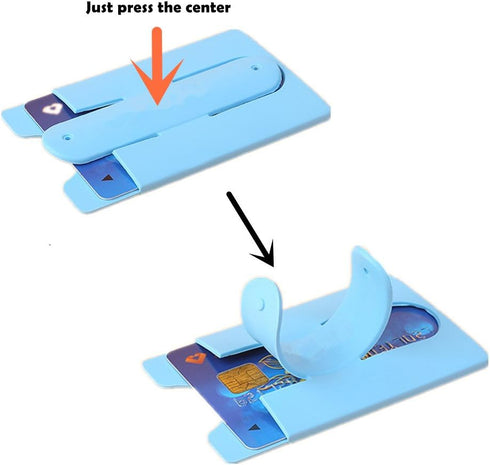 Card Holder with Cell Phone Stand, Stick-on Silicon Rubber Smartphone Sleeve Support Wallet (6pcs)