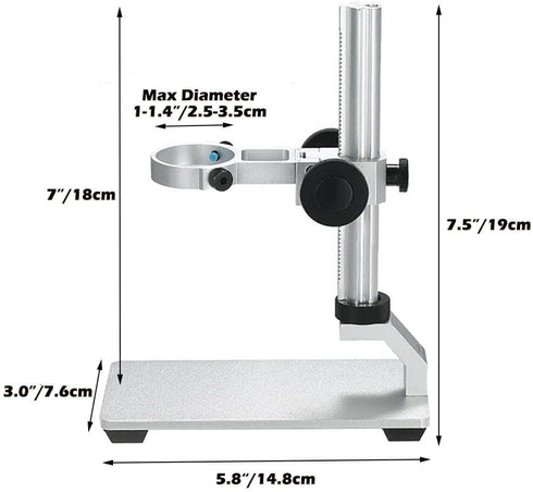 Ninyoon Universal Microscope Stand Pro, Stable Aluminum Alloy Base Holder for Max Diameter 1.4" USB Digital Microscope