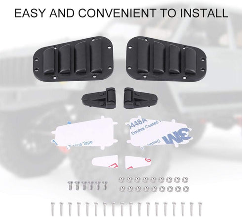 Set -4 1/10 RC Car Intake Grille & Engine Cover Hinge, Plastic Intake Grilles Engine Cover Hinges with Stickers