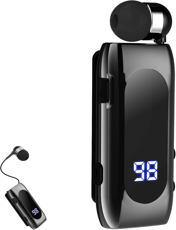 Retractable Wireless Headset, Stereo Earphone V5.0 Noise Cancelling Mic, Comfortable Hands-Free Headset for Sports and