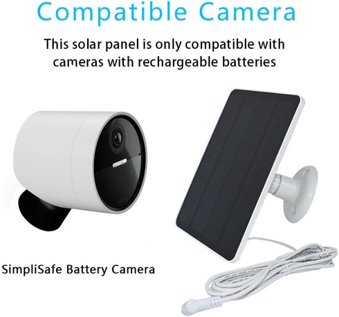 Solar Panel Compatible with SimpliSafe Outdoor Camera Wireles, 4W 5V Solar Panel with 10ft Micro USB Charging Cable for Outdoor Battery Powered Security Camera with Wall Mount(No Camera)