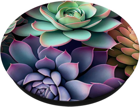 Succulents Pastel Colors PopSockets Standard PopGrip
