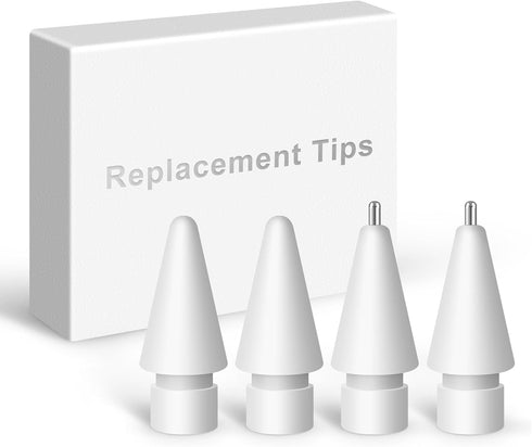 Replacement Tips for Apple Pencil 2nd Gen/1st Gen, No Wear Out Tips, Metal Pencil Nibs for Precise Control (4 Pack)