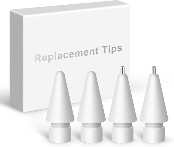 Replacement Tips for Apple Pencil 2nd Gen/1st Gen, No Wear Out Tips, Metal Pencil Nibs for Precise Control (4 Pack)