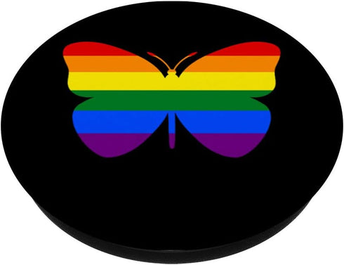 Cute Gay Pride Rainbow Flag Social Butterfly PopSockets Swappable PopGrip