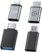 New USB to Type C Adapter, 4 Pack: Type C Female to Micro Male, Lightning Female to Type C Male, USB Male