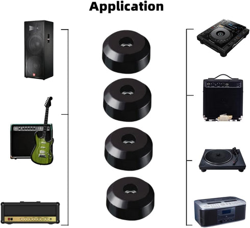 Sam&Johnny 4Pcs Rubber Speaker Isolation Pad Feet for Audio Turntable, Speaker, CD, Guitar, Amp
