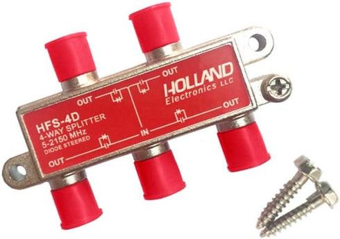 4-Way HD RF Cable TV Splitter, 2150 MHz