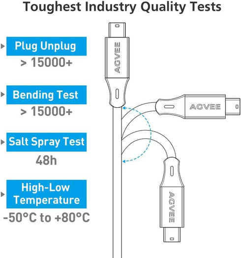 AGVEE 2 Pack 10ft USB-C OTG to Micro USB Cable, Braided Charger Data Sync Cord for Samsung Galaxy S7/S6, J7, J3, LG,