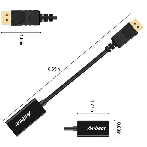 Anbear (1 Pack, DisplayPort to HDMI, Display Port Adapter to HDMI for Desktops and Laptops Connect to HDMI Displays DP)