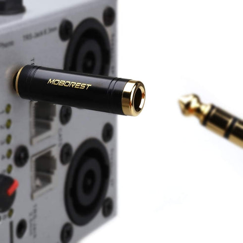 MOBOREST 3.5mm to 1/4'' Stereo Pure Copper Adapter, 1/8'' Male Plug to 1/4'' Jack Female Socket, Black - 1PCS