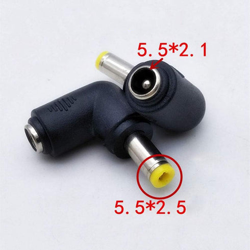 2pcs 90 Degree Angle 5.5x2.1mm Female Jack to 5.5x2.5mm Male Plug Adapter DC Barrel Power Jack Charging Cable Connector by ZYAMY