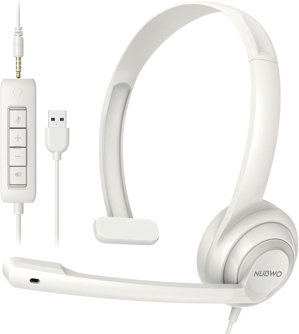 HW02 USB Headset with Microphone, Noise Cancelling, Ultra Comfort Wired Office Call Center Headset