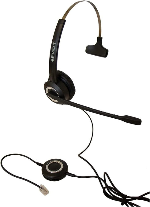 Spracht Zum RJ9 Single Ear Wired Headset for Desktop Phones | Universal Telephone Headsets for Office Phones | Works with Polycom Digium Nortel Yealink Avaya Grandstream Landline Phones (Single-Ear)