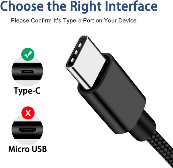 6ft Long USB-C Power Cord for GoPro Hero MAX, Hero 11, 10, 9, 8, 7, 6, 5, Samsung Galaxy Note, LG G7