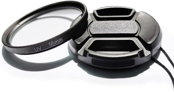 55mm Multi-Coated UV Protective Filter & 55mm Lens Cap for Nikon D5600 D3500 kit AF-P 18-55mm Lens (1+1 Pack)