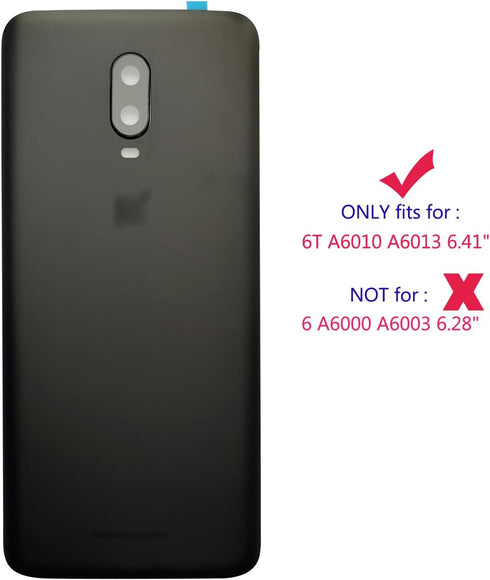 Ubrokeifixit Rear Back Glass Door Cover Replacement for OnePlus 6T A6010 A6013 LTE 6.41" (Midnight Black)