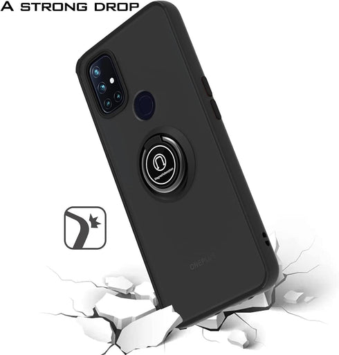 TJS OnePlus Nord N10 5G Case with Tempered Glass Screen Protector, Heavy Duty Protector Phone Case with Kickstand -