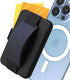Sinjimoru M-Card Zip Navy for MagSafe Wallet - Secure Hard Lock Magnetic Card Holder as a MagSafe Stand and Grip for