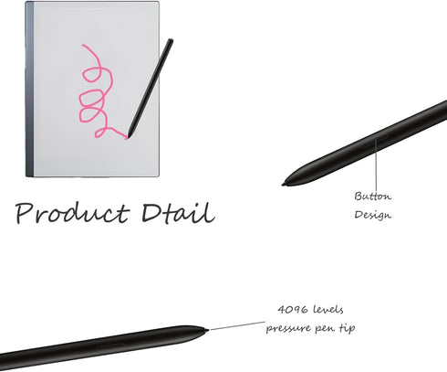 Replacement Pen for Remarkable 2, Stylus Pen Compatible with Remarkable2, 4096 Levels Pressure Sensitivity, Black