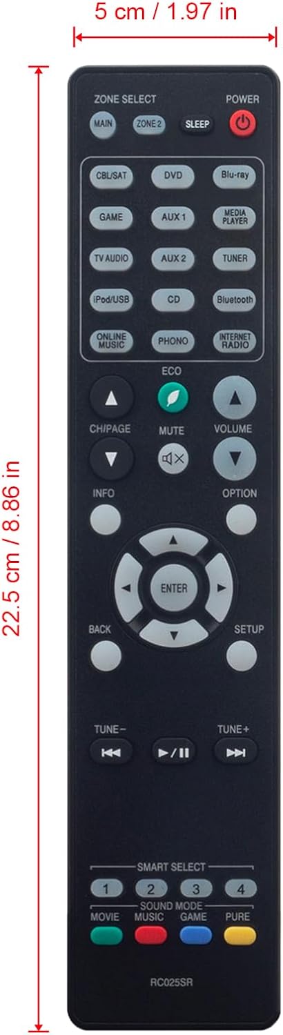 Replacement Remote RC025SR for Marantz AV Surround Receiver SR6010, SR6009, SR6011, NR1605, NR1606, NR1607, SR5009,