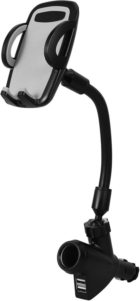 Veemoon Portable Electronic Device Mount for 3-6.5 inch Phones, Dual USB Car Charger Phone Holder