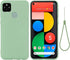 Cute Case for Pixel 5a - Green Silicone Cover for 5a 5G, Soft Rubber Gel Case with Lanyard, Girly Phone Case Women Case