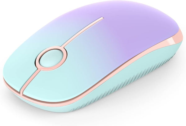 VssoPlor Wireless Mouse, Slim Portable 2.4G Computer Mice with Nano Receiver for PC, Laptop (Mint Green to Purple)