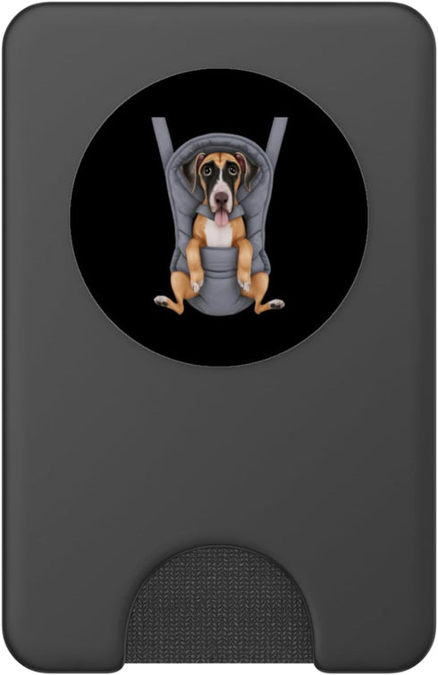 Great Dane Puppy Lover PS Funny Great Dane Puppy In A Baby Carrier. Dog Lover PopSockets PopWallet for MagSafe