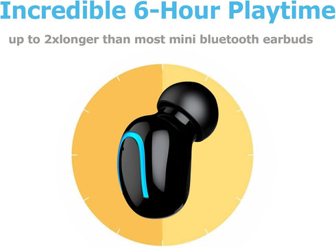 Mini Bluetooth Single Earbud - Small Wireless Invisible Headphones with 6-Hour Playtime for iPhone, Android, PC, TV,