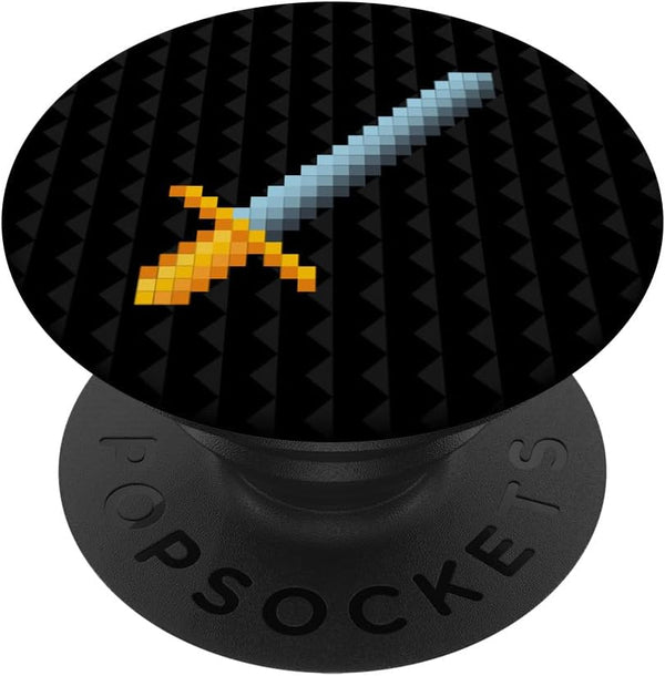 Pixel Sword Gamer Gaming Kids Boys PopSockets Adhesive PopGrip
