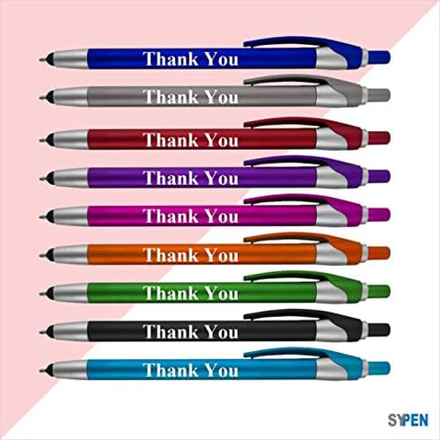 Thank You Greeting Gift Stylus Pens for Touchscreen Devices - 2 in 1 Combo Pen - for Employee Appreciation, Events and Parties, 5 Pack