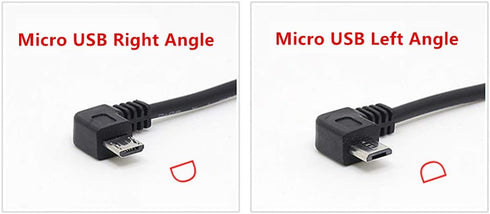 5M 2.0 90 5pc 55 2 USB A to Micro B USB Power Cable Charge Cord Degree Left Angle with Wiring Clips for Garmin Dash Cam