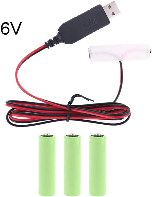 T-HOT AA Battery Eliminator Power Supply Adapter, 1m USB Power Supply Cable, 1.5V - 6V, Replace 1 to 4pcs AA Battery
