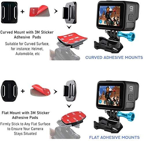 MiPremium Helmet Buckle Mount Adapter for GoPro Hero 12 11 10 9 8 7 6 5 4 3 Black Silver & Other Action Camera