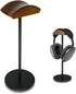 Headphone Stand for Desk - Gaming Headset Holder with Aluminum Alloy Support Rod and Wooden Support Plate