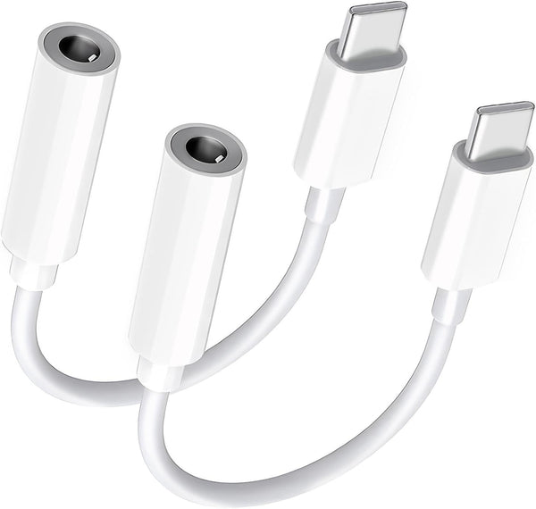USB C to 3.5 mm Headphone Jack Adapter, 2-Pack Type C Aux Audio Dongle Cable for iPhone 15/15 Pro/Pro Max/Plus, Samsung