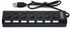 7-Port USB Hub, Black with ON/Off Switch