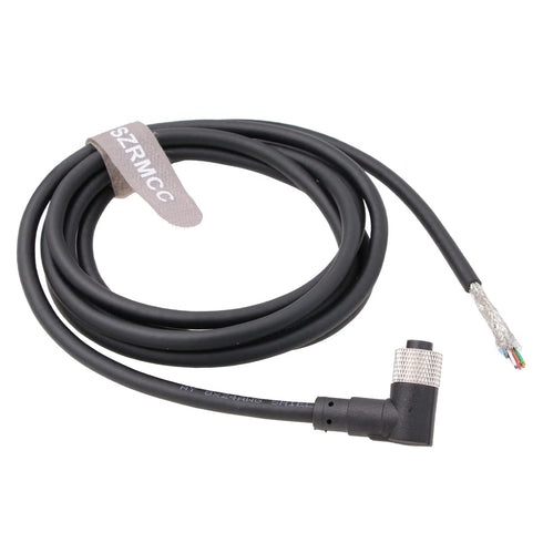 M12 A Code Right Angle 8 Pin Female to Open Shielded Industrial Aviation Sensor Cable for Automation Control 2m