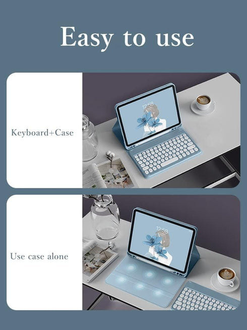 iPad 9th 8th 7th Generation 10.2 inch/Air 3 Pro 10.5 inch Keyboard Case with Cute Candy Color Mouse and Detachable